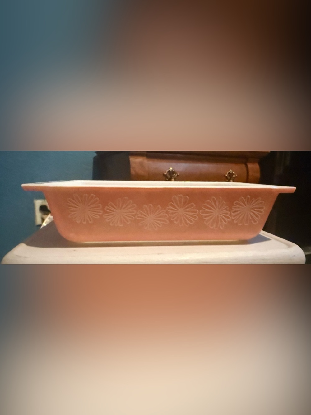 Vintage Pyrex Pink Daisy Space Saver Baking Dish